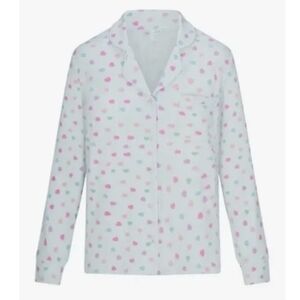 NWOT SKIMS Valentine's Day Heart Candy Pajama Button Down Long Sleeve Top